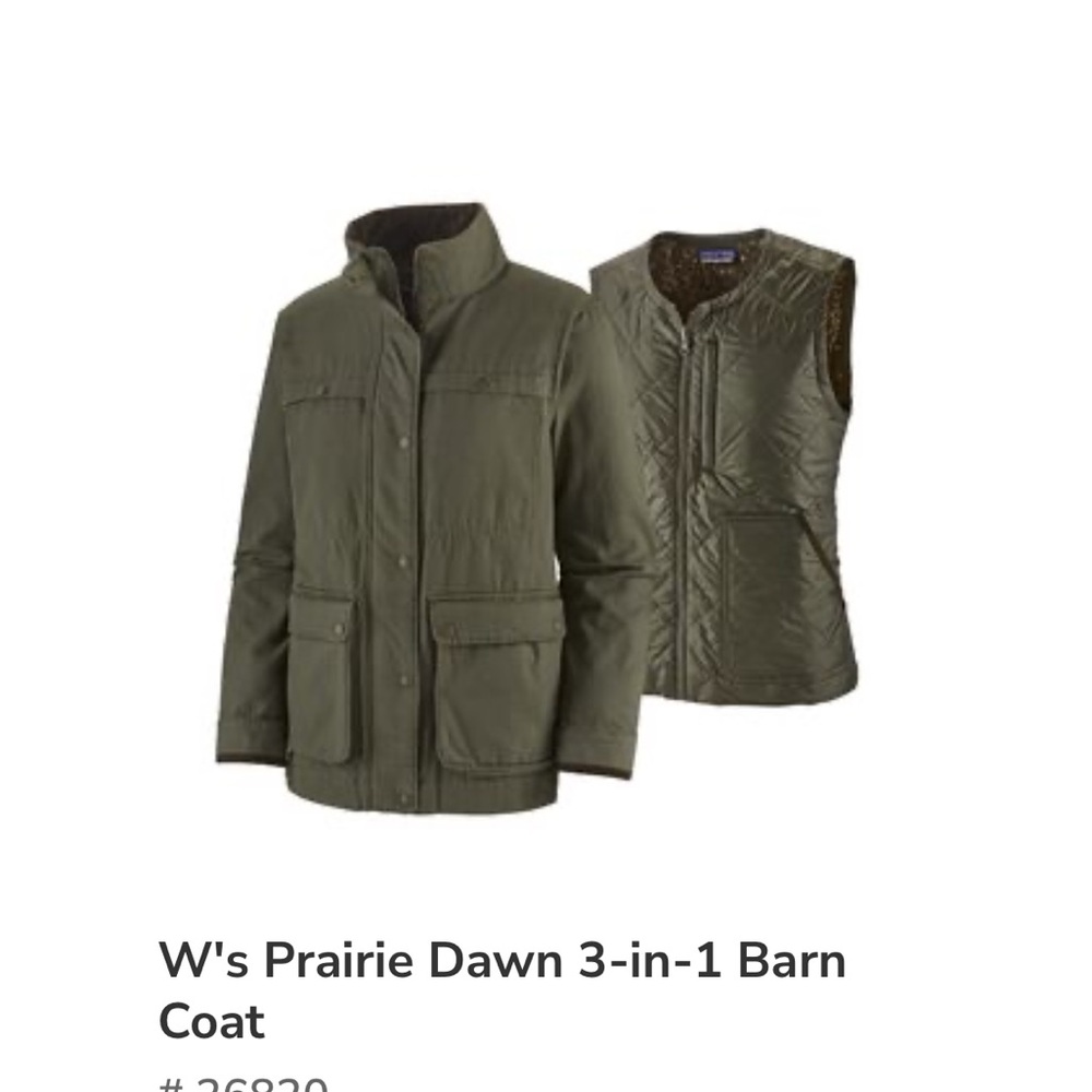 Patagonia Prairie Dawn Women's 3-in-1 Barn Coat Green M NWOT